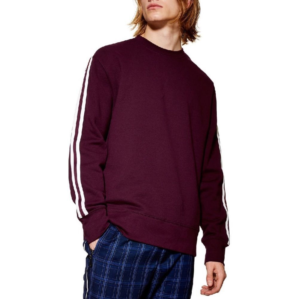 Topman Burgundy Tape Crewneck Sweatshirt